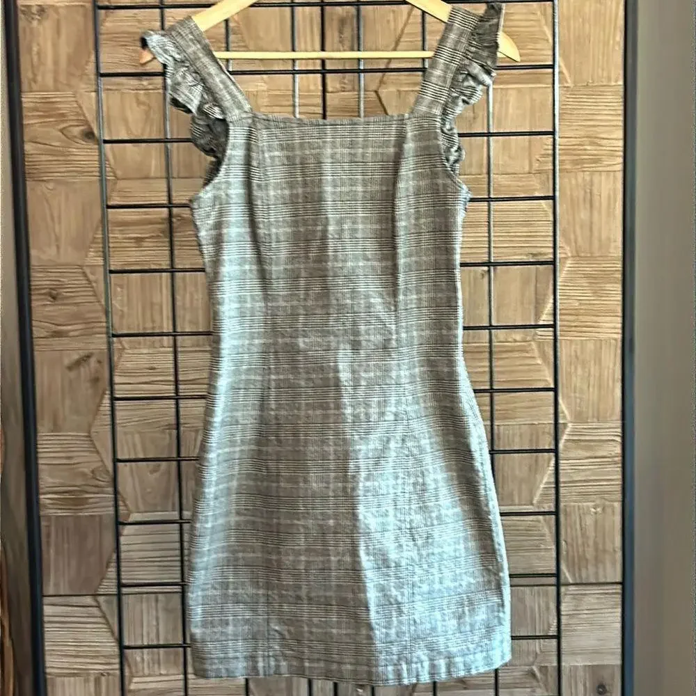 Jack by BB Dakota Mini Dress 2 Plaid Ruffle Strap Cut Out Back Retro Glam - Picture 3 of 9
